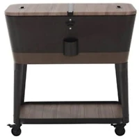 Permasteel Glacière extérieure de 80 qt pour patio - Conique - Grain de bois - Finition brune