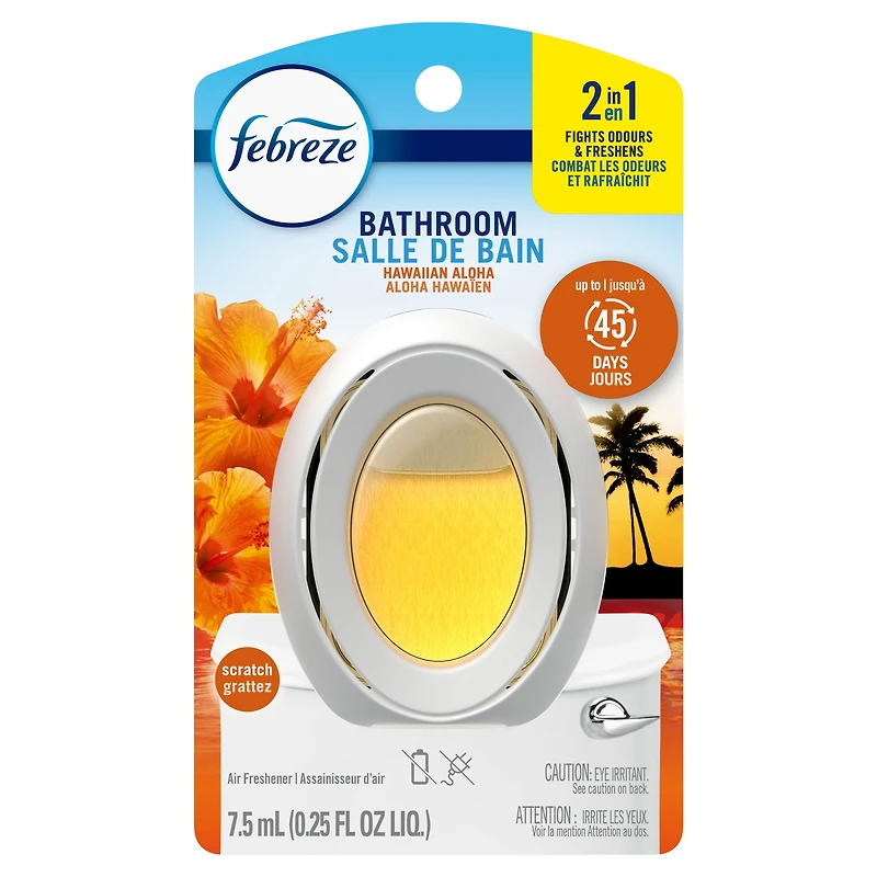 Assainisseur d’air Febreze Salle de bain, combat les odeurs, parfum Aloha hawaïen, 1unité 7.5ML