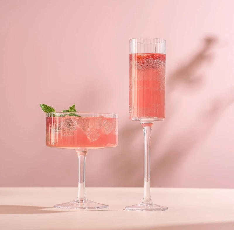 JoyJolt Elle Fluted Martini Coupe Glasses - 10 oz - Set of 2, Lead Free Glass