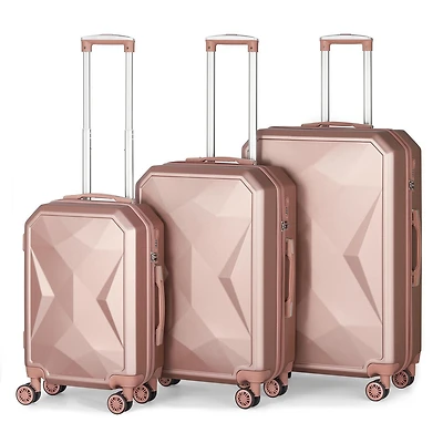 HIKOLAYAE Upright Luggage with 8-Wheel Spinner in Azure Blue, 3 Piece - TSA Compliant