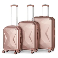 HIKOLAYAE Upright Luggage with 8-Wheel Spinner in Azure Blue, 3 Piece - TSA Compliant