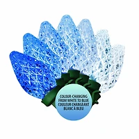 Guirlandes lumineuses de Noël à 50 lumières à DEL C7 à changement de couleur, taille diamant, bleu à blanc froid
