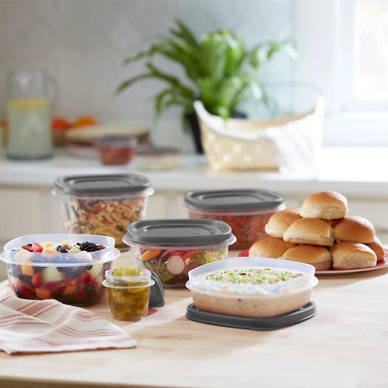 Rubbermaid Contenants pour aliments Plats Easy Find Gris, 40pc