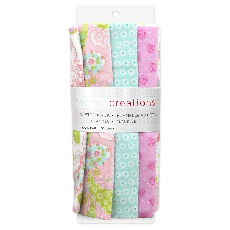 Fabric Creations Baby Girl Flannel Pre-Cut Pack, 4 x 1/2 yd