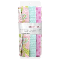 Fabric Creations Baby Girl Flannel Pre-Cut Pack, 4 x 1/2 yd