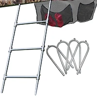 SKYWALKER TRAMPOLINES Échelle de trampoline d'extérieur à large marche, crochet universel à 2 marches, accessoires de trampoline pour enfants, sac de rangement pour chaussures
