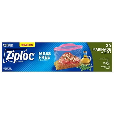 Ziploc® Marinade Food Storage Bags for Meal Prep, 24 Count