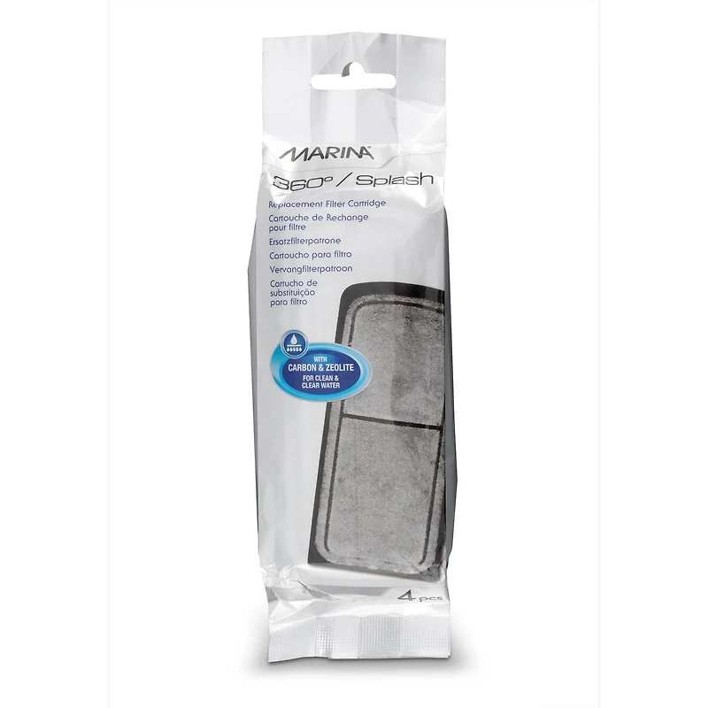 Cartouches de filtration pour aquariums équipés Splash Marina et 360° Marina, paquet de 4