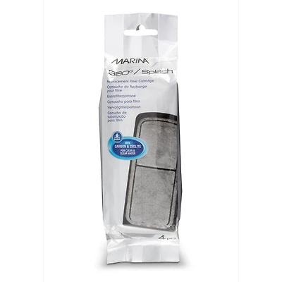 Cartouches de filtration pour aquariums équipés Splash Marina et 360° Marina, paquet de 4