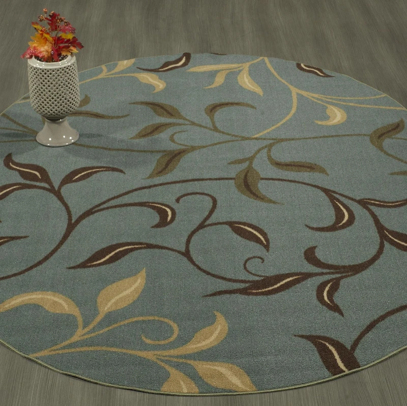 Tapis de couloir contemporain à motif feuilles et sous-couche en caoutchouc la collection Ottohome