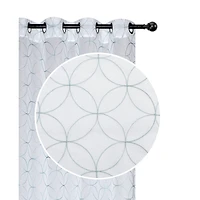 Lurex Embroidered Sheer Panel W 8 Grom (Diamond) (Teal) (96") - Set of 2