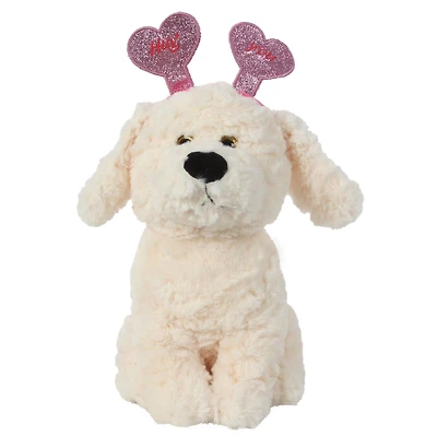 Une façon de célébrer la Saint-Valentin un chien avec un serre-tête en peluche
