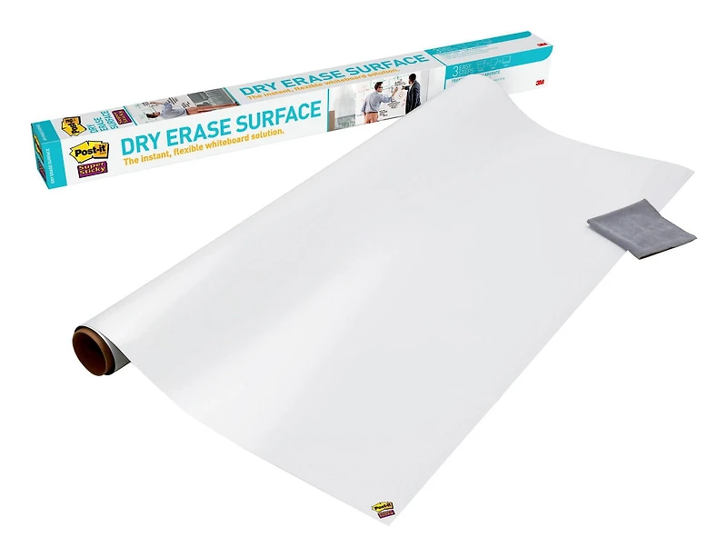 Surface effaçable à sec super collante DEF Post-it®, 91,4 cm x 1,21 m (3 pi x 4 pi) Surf. eff. sec DEF4x3 Post-it®