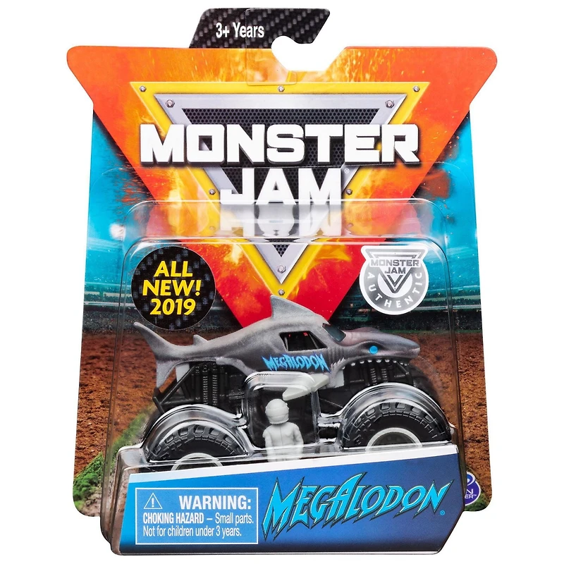 Monster Jam, Official Megalodon Monster Truck, Die-Cast Vehicle, Over Cast Series, 1:64 Scale
