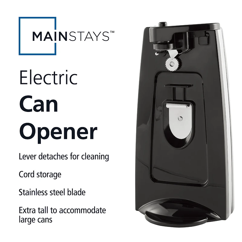 Mainstays Can Opener and Knife Sharpener, Bottle Opener with Removable Cutting Lever,with Stainless steel blade,Black, Mainstays Can Opener and Knife Sharpener, Bottle Opener with Removable Cutting Lever Black