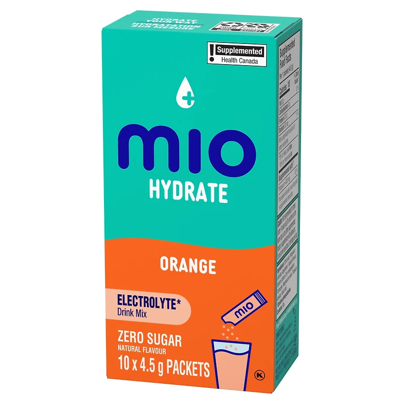 Mio Hydrate Orange Electrolyte Drink Mix, 4.5 G Packets, 10 Ct Box, Powders, Mio Hydrate Orange 3.8G X 10