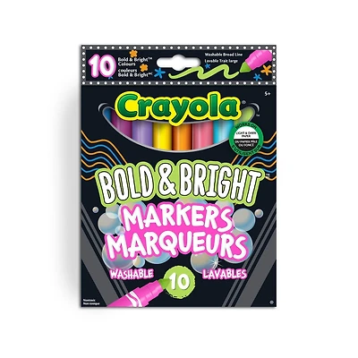 Crayola Bold & Bright Broad Line Markers, 10 Count, Bold washabale markers