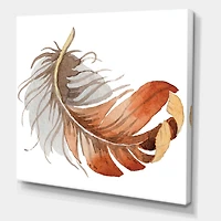 Designart Orange Ethnic Bird Feather Canvas Wall Art