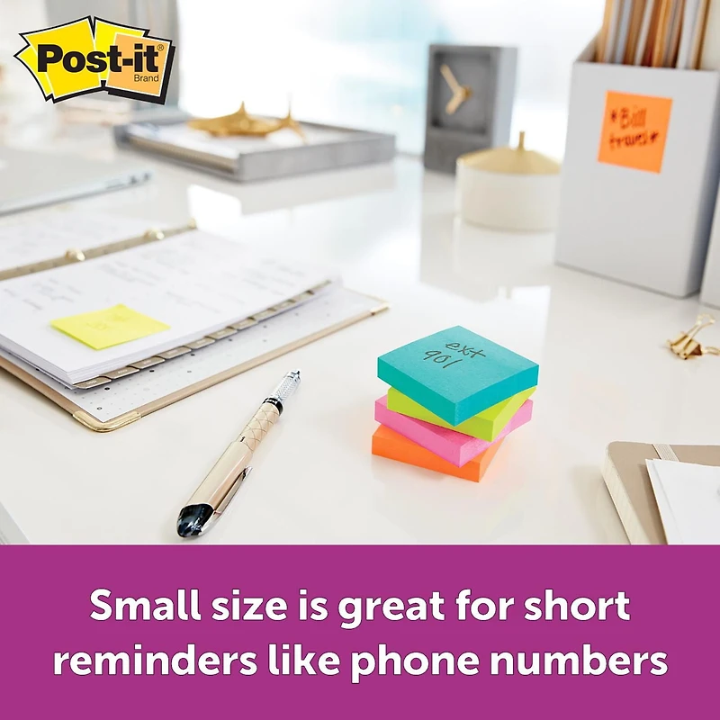 Post-it® Notes 653-4-N, Cape Town Collection, 4 Pads/Pack, 50 Sheets/Pad, 1-3/8 in x 1-7/8 in