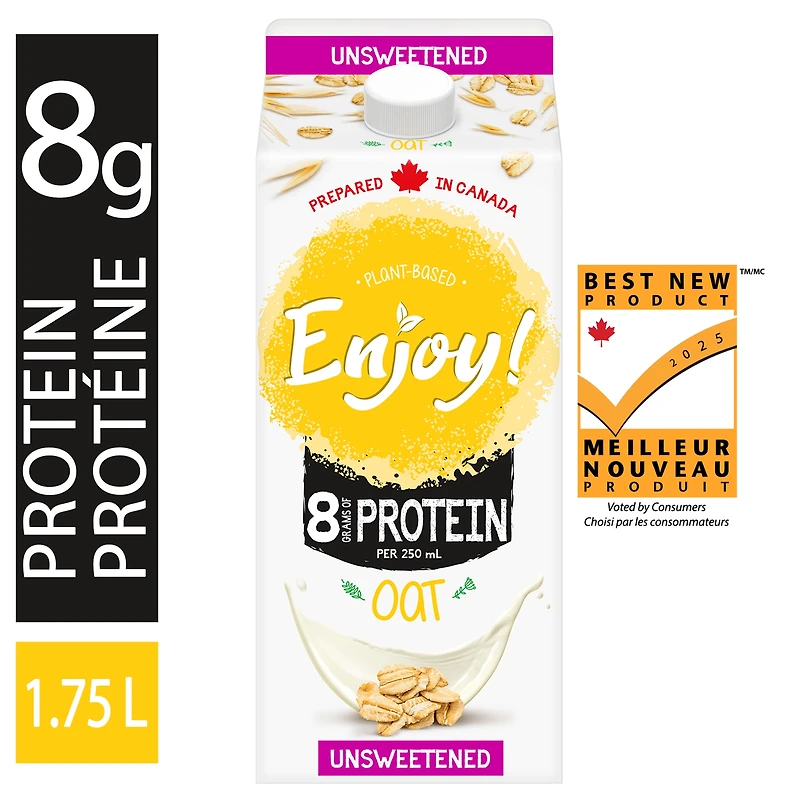Enjoy! Boisson Avoine originale d’origine végétale non sucrée 1.75L