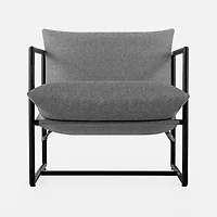 Zinus Aidan Metal Framed Indoor Sling Accent Chair, Light Grey, Dark Grey, Black, Oatmeal
