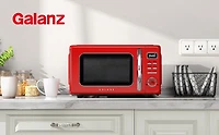 Galanz Retro Countertop Microwave Oven with Auto Cook & Reheat, Defrost, Quick Start Functions, Easy Clean with Glass Turntable, Pull Handle, 0.7 cu ft, Retro Microwave Oven, 0.7 cu.ft.