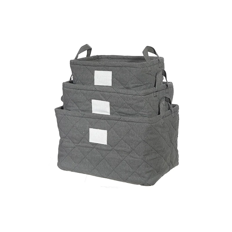Panier De Rangement Matelassé 3Pc Nibling Avec Poignées (Gris)