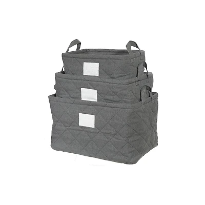 Panier De Rangement Matelassé 3Pc Nibling Avec Poignées (Gris)