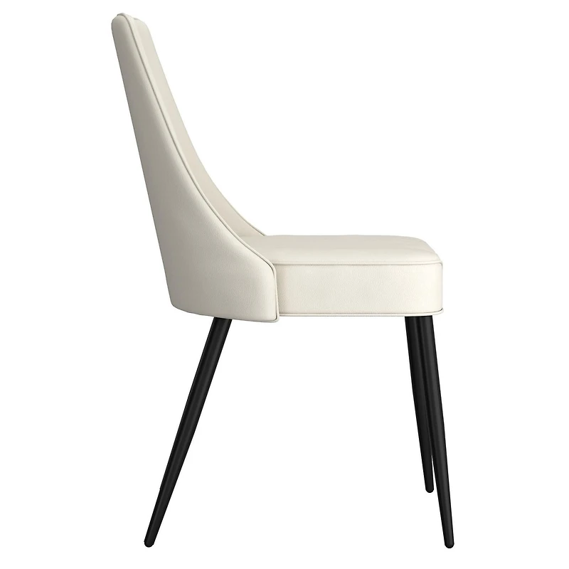 Moderne Similicuir et Métal Chaise à Similicuir, Jeu de 2 - Beige et Noir