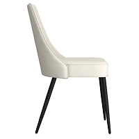 Moderne Similicuir et Métal Chaise à Similicuir, Jeu de 2 - Beige et Noir