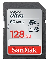 SanDisk Ultra® SDXC™ UHS-I card, 128GB, Pictures/ Full HD video