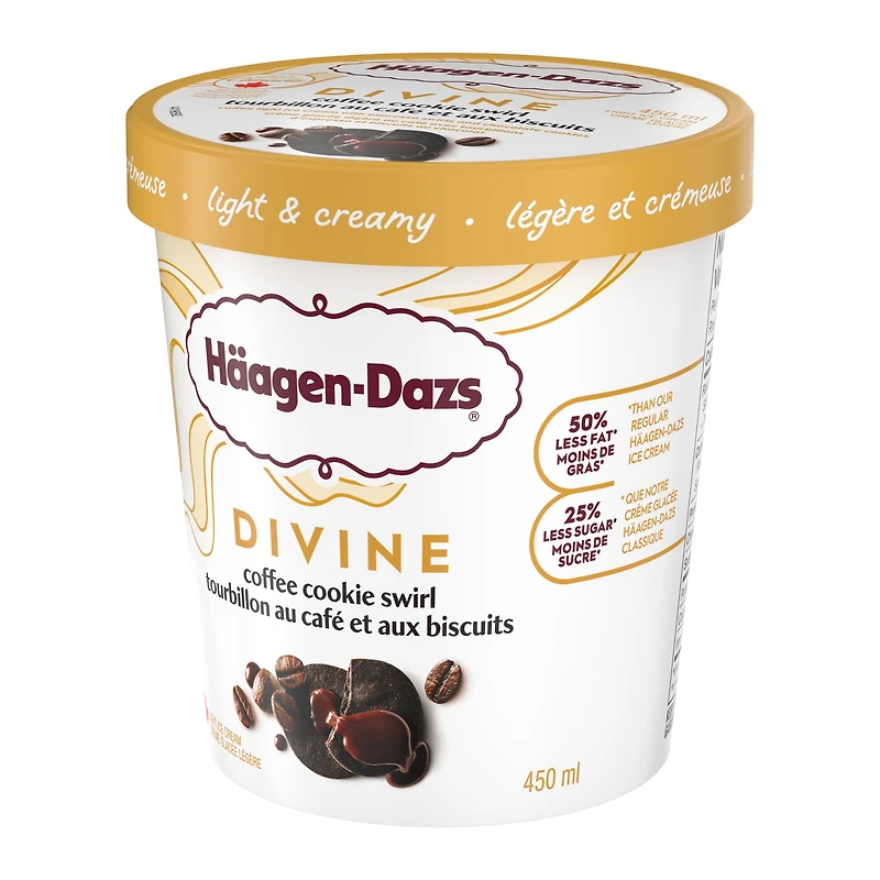 Crème glacée légère HÄAGEN-DAZS Divine Tourbillon au café et aux biscuits, 450 ml HAGEN DAZS HD DVN CFE TRB BSCT