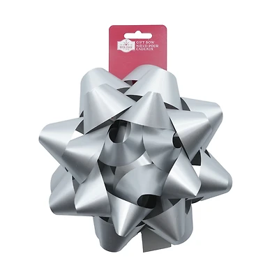 Holiday Time 8 Inch Giant Silver Bow, Giant 8" bow, silver finish