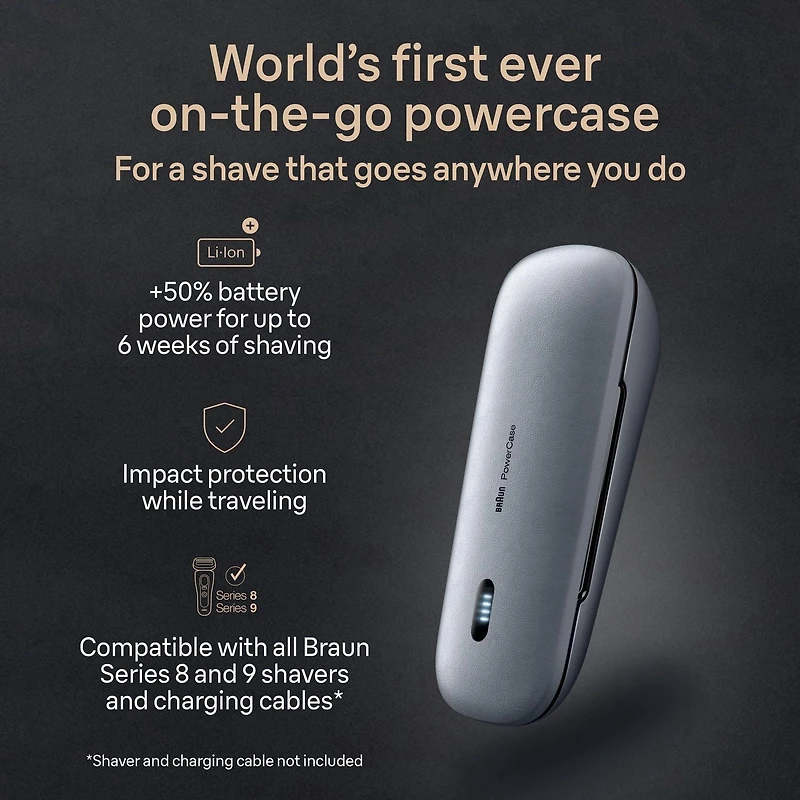 Braun Powercase, compatible avec les Rasoirs Électriques Braun Series 8 et 9, Offre jusqu'à 6 Semaines d'Autonomie