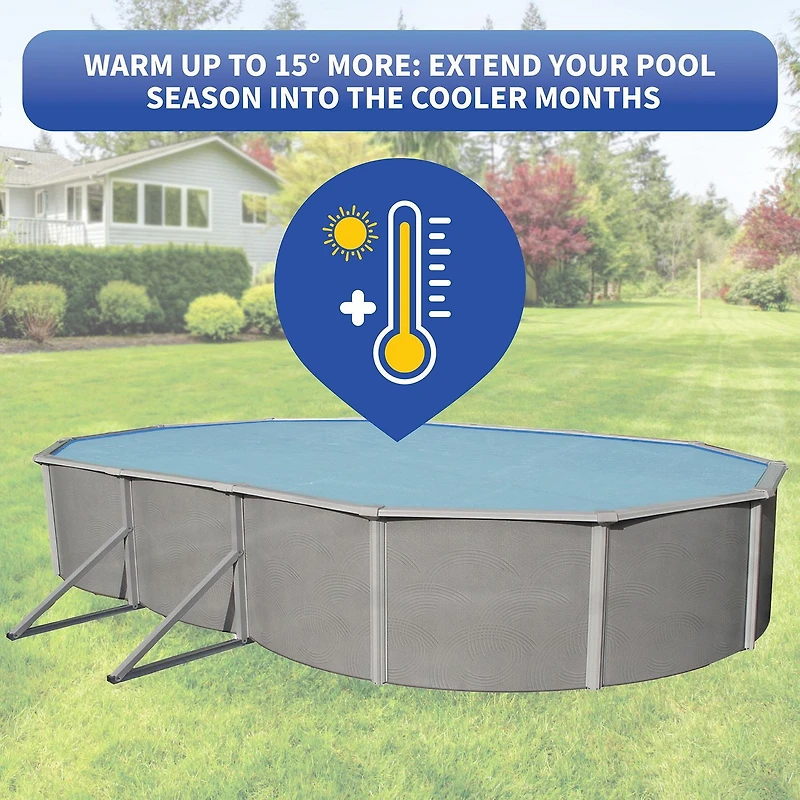 Blue Wave Oval 12-mil Solar Blanket for Above Ground Pools-Clear
