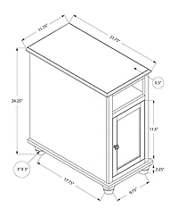 Monarch Specialties  Table D'appoint, Bout, Table D'appoint, Chambre À Coucher, Table De Nuit, Étroit, Lampe, Rangement, Placage Blanc Antique, Placage Brun, Traditionnel