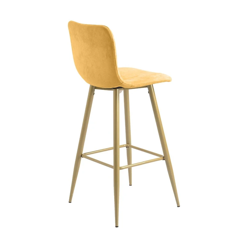Homylin Modern Counter Height Bar Stools Set of 2, 30" Upholstered Bar Chairs Dining Stool with Backs, Golden Legs and Footrest for Home Bar Kitchen Island