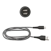 Trousse de chargement à double port pour la voiture avec câble USB-C vers USB de 0,9 m (3 pi) blackweb (Noir)