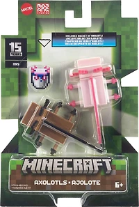 Minecraft Axolotls Action Figure & Accessorie, 3.25-in Scale & Pixelated Design