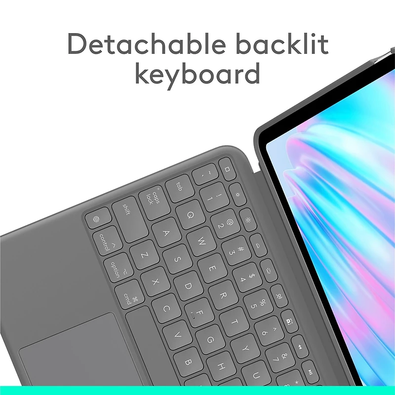 Logitech Combo Touch iPad Air 11" (M2/5e gen) Clavier - détachable, rétroéclairé, support, gris