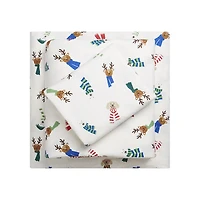 Ensemble de draps en flanelle 3 pièces Amis des fêtes Holiday Time, 1 place