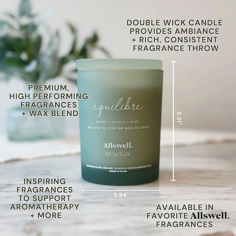 Allswell Scented 15 oz. Coconut Wax Spa Candle, Balance (Balsam + Mahogany + Musk)