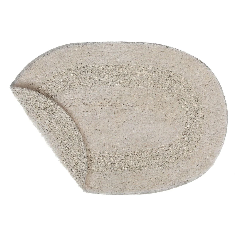 Reversible Cotton Ovale Couleur Solide Tapis De Bain (16 X 24) (Ivoire) - Set of 2