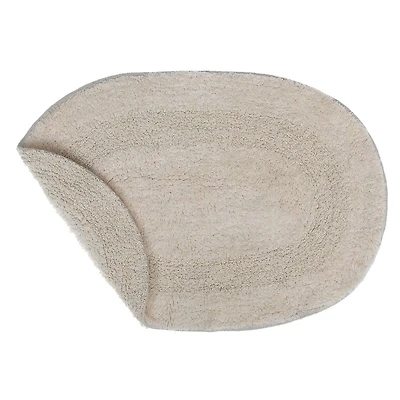 Reversible Cotton Ovale Couleur Solide Tapis De Bain (16 X 24) (Ivoire) - Set of 2