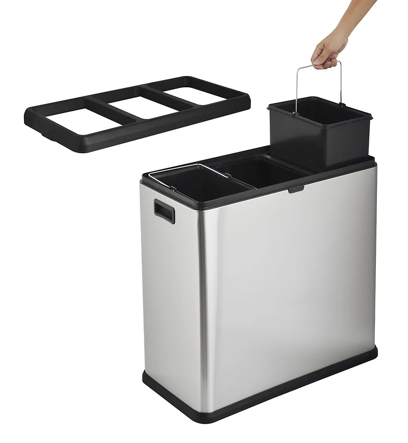 The Step N' Sort 60 L Open Top 3-Compartment Trash and Recycling Sorter
