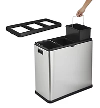 The Step N' Sort 60 L Open Top 3-Compartment Trash and Recycling Sorter