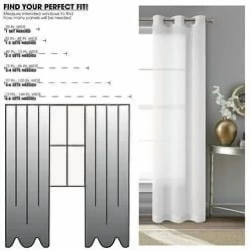 Ensemble de 2 panneaux de rideaux transparents Mainstays Windowpane, Blanc, 38" L x 84" H