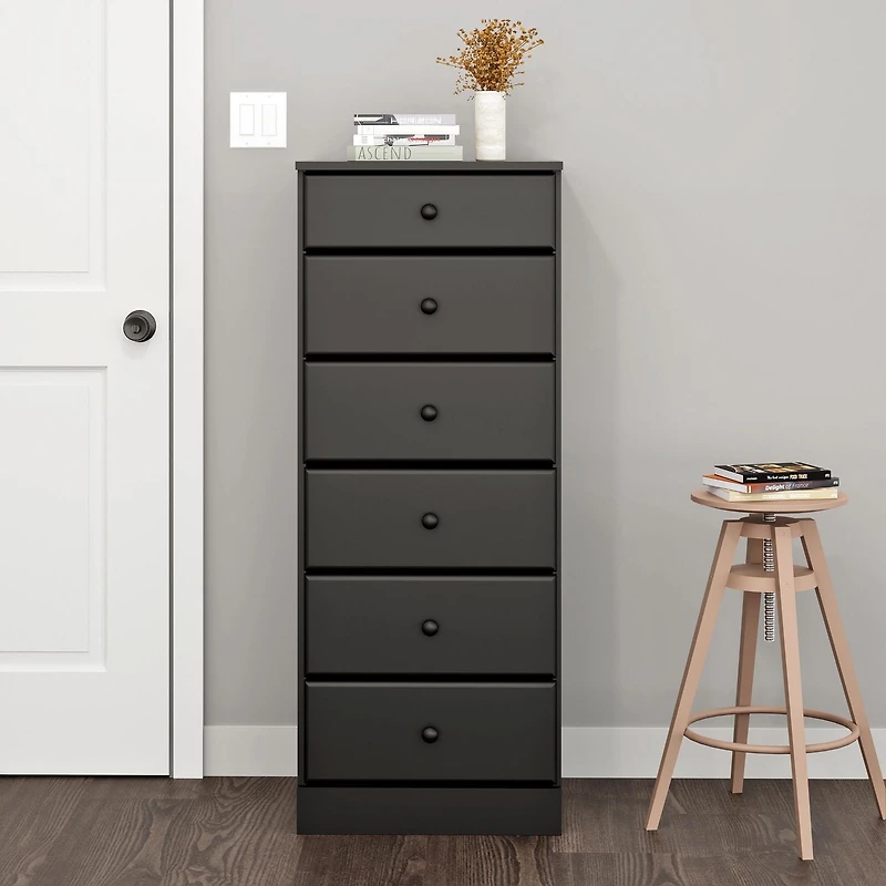 Prepac Astrid Black 6-Drawer Tall Chest