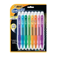 BIC Gel-ocity Original Retractable Gel Pen, Medium Point (0.7mm), Assorted, Comfortable, Contoured Grip, 8-Count. Smooth-writing, refillable retractable gel pen perfect for any occasion, Pack of 8