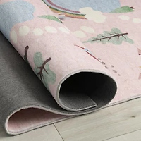 Rug Branch Soft Steps Playtime Licornes, Chateau, Carte routiere, Tapis educatif doux, Rose Blanc - Garcons et filles dans la salle de jeux, la creche, la chambre